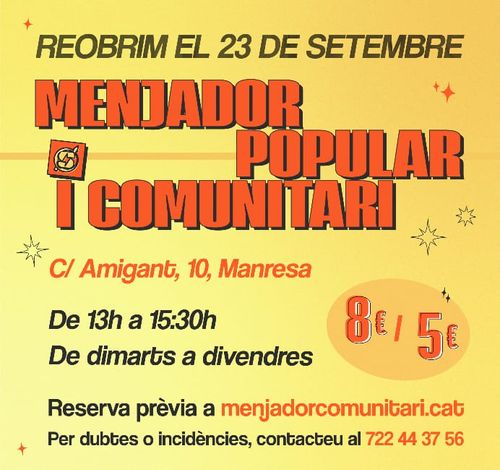 Reobertura menjador popular i comunitari